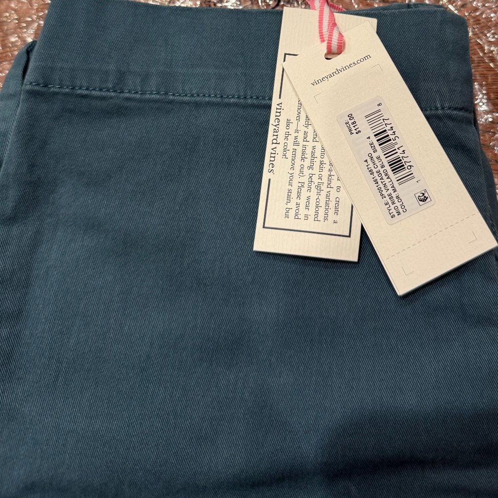 Womens' Vineyard Vines Md Rise Vintage Chine Size 4 Mallard Blue